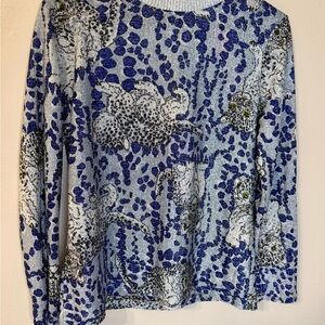 Women's Blue Leopard Print Top
